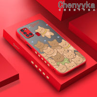 Chenyyka เคสปลอกสำหรับ Samsung กาแล็คซี่ลายหมีน้อยน่ารักการ์ตูน A21s แฟชั่นกันกระแทกผิวด้านแข็งเคสโทรศัพท์ขอบซิลิโคนนิ่มเคสป้องกันเลนส์กล้องคลุมทั้งหมด