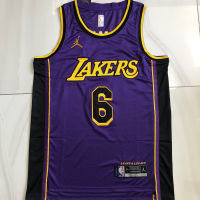 ผู้ชาย LeBronn James สีม่วง Los Angeless Lakerss 2022/23 Swingman Jersey Icon Edition Boutique ปัก Jersey