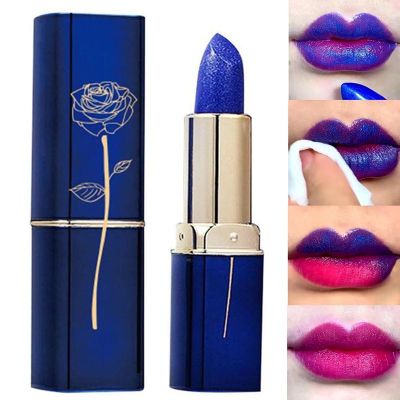 LESSXCOCO Blue Rose ลิปสติกอุณหภูมิสีเปลี่ย🌹Lip Moisturizing Balm💋 แต่งหน้าหญิงเซ็กซี่ Lip Gloss ลิปสติก