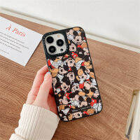 （HOT) การ์ตูนชื่อร่วมตลกมิกกี้เหมาะสำหรับ Apple 14pro เคสมือถือแอปเปิ้ล 11 พื้นผิวกระจก 1312promax กราฟฟิตี