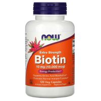 NOW Foods, Biotin, size 5,000 mcg, contains 120 capsules of vegetable capsules.