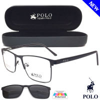 แว่นตา คลิปออน Fashion Polarized รุ่น POLO 3869 กรอบแว่นตา สำหรับตัดเลนส์ กรอบเต็ม แว่นแฟชั่น ชาย หญิง ทรงสปอร์ต sport วัสดุ สแตนเลส stainless steel ขาสริง