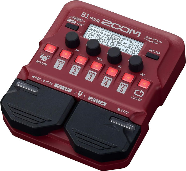 zoom-b1-four-bass-multi-effects-processor-pedal-with-60-built-in-effects-amp-modeling-looper-rhythm-section-tuner-battery-powered-b1-four-processor