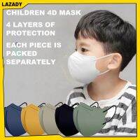 LAZADY หน้ากากสเตอริโอ4D สำหรับเด็ก10ชิ้น KN95หน้ากากผีเสื้อกรองสี่ชั้น