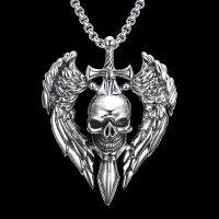 Punk Retro Skull Sword Devil Angel Wings Pendant Necklace Mens Domineer Personality Stainless Steel Jewelry Gift Dropshipping