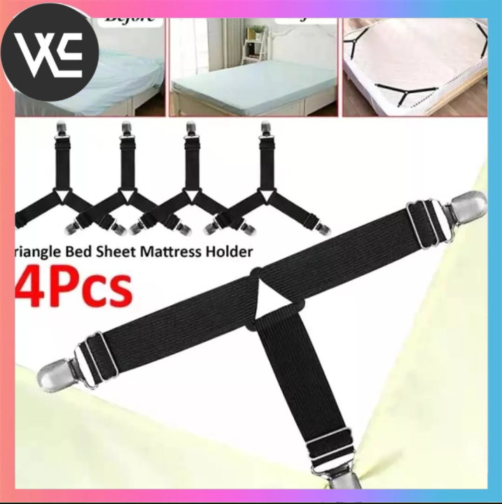 Adjustable Bed Sheet Mattress Holder Grippers Corner Straps Suspenders  Elastic