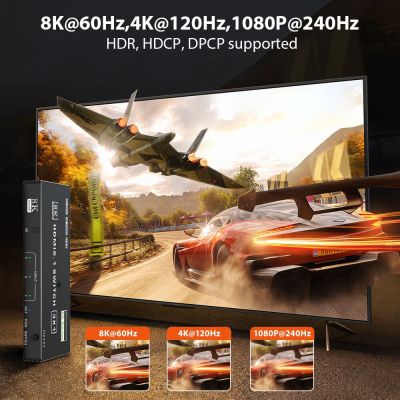 4K 120Hz สวิตช์ HDMI 8K HDMI 2.1 HDR10ออดิโอตัวสลับวิดีโอสวิตช์ HDMI 2.1 Dolby Vision VRR HDMI 2.1สวิตช์อัตโนมัติสำหรับ PS5 Xbox