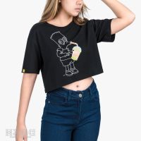 COD lianshai DOSH WOMENS CROPPED TOPS THE SIMPSONS เสื้อยืดทรงครอปสั้น ผู้หญิง FSIWT1009-BL