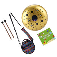 [ammoon]5.5 Inches Mini Steel Tongue Drum 8 Notes C Key Handpan Drum Steel Pocket Drum Percussion Instrument with Mallets Carry Bag for Meditation Yoga Zazen Musical Education