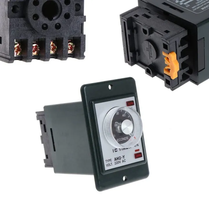 0-60 Seconds Boot Delay Timer Time Relay With Socket Base AC 220V AH2-Y ...