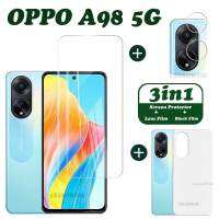 OPPO A98 A98 OPPO กระจกความเป็นส่วนตัว5G ปกป้องหน้าจอ OPPO ป้องกันเลนส์กล้องถ่ายรูป A98คลุมทั้งหมดด้าน3 In 1ฟิล์มหลังคาร์บอนไฟเบอร์