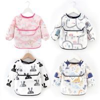 【YD】 Baby Bandana Bibs Colorful Cartoon Infant Eating Children Sleeve Apron Feeding Bib