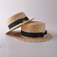 Family Hat Women 39;s Kids Girls Straw Bowler Boater Sun Hat Round Flat Caps Brim Summer Beach