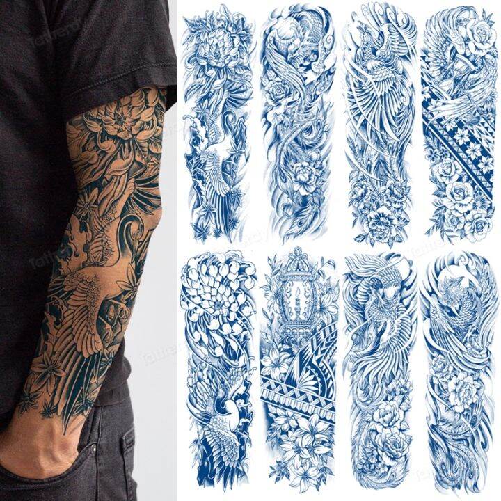 yf-juice-tattoo-natural-ink-long-lasting-2-weeks-semi-permanent-water-transfer-stickers-large-size-arm-sleeve-men-boy