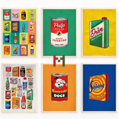 Vintage American Snacks ภาพวาดโปสเตอร์ผ้าใบพิมพ์-Pop Art อาหารสำหรับ Home Room Wall Decor,บาร์และร้านกาแฟตกแต่ง