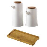 ✁ஐ☾ Oil Dispenser Olive Bottles Bottle Small White Vinegar Ceramics Sauce Soy Ceramic Empty Cooking Honey Sprayer Cruetwooden Tray