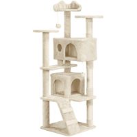 62.5 H Multilevel Cat Tree W/ 2 Condos 2 Fur Balls 3 Scratching Posts Cat Toys So That Cats Can Play Happily At Home