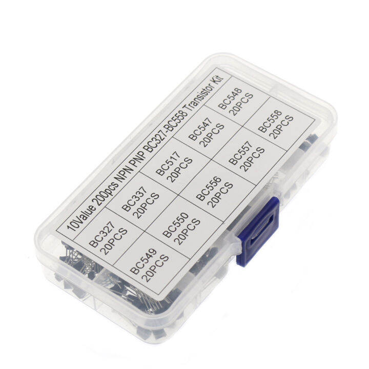 200 Transistoren Sortiment – 10 Werte NPN/PNP TO-92 (BC327–BC558) – DIY Elektronik-Kit