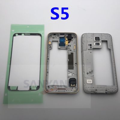 แชสซีกรอบด้านหลังตรงกลางแผ่นติดป้ายทะเบียนด้านหลังปลอกหุ้มสำหรับ Samsung Galaxy S5 I9600 G900f G900m G900h เทปสติ๊กเกอร์ G900p