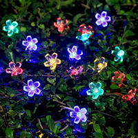 Solar Light String 50pcs Peach Blossom Spring Festival Decorative Lights Outdoor Waterproof Christmas Day Color Lights LED