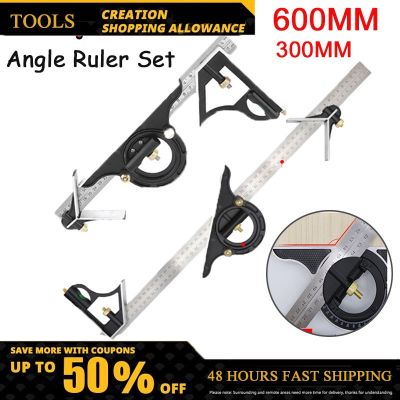 3 in1 Adjustable Ruler Multi Combination 300/600mm Square Angle Ruler Measuring Set Universal Ruler Right Angle Protractor Tools