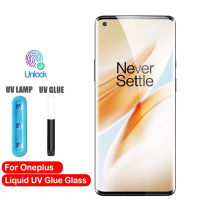 HD UV กาวเหลวกระจกป้องกันสำหรับ OnePlus 10 Pro 7T Pro 8 Pro 9 Pro 7 Pro 9 8 Pro หน้าจอป้องกันรังสียูวีสำหรับ One Plus 9 8 Pro 1 + 9 ProTempered แก้ว3D กาวเต็มกระจกปิดหน้าจอ