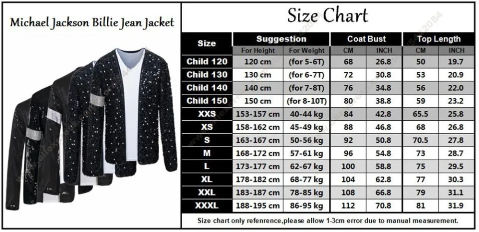 Buy Michael Jackson Billie jean cosplay halloween Jacket Costume & Glove  For Kids (XXS(135-145cm)) Online at desertcartINDIA