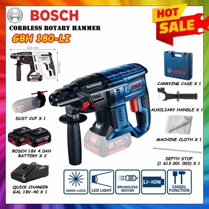 Bosch GBH 180-LI GBH180-LI 18V Cordless Rotary Hammer Set | Lazada