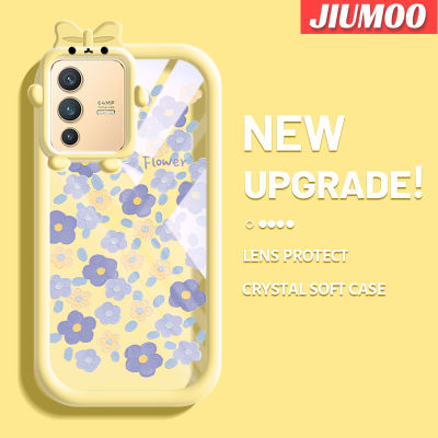 เคส JIUMOO สำหรับ VIVO V23 5G S12 5G V23i 5G เคสโทรศัพท์กันกระแทกลายดอกไม้โปร่งใสใหม่เคสซิลิโคนสีสันสดใสเคสป้องกันลายเลนส์กล้องถ่ายรูปปิศาจน้อย