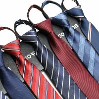 48*6 Cm Mens Tie Business Formal Dress Wear Stripe Solid Colors Zipper Necktie Wholesale Gifts for Men Slim Skinny Tie