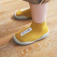 4[Pairs Baby Shoes Toddler First Walker Kids Soft Rubber Sole Girl Shoe Autumn Winter Unisex Knit Booties Anti-slip Socks