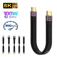 E-Marker 40Gbps Flexible QC4 Fast Charging Cable Type C Data Cord PD 100W Short USB C Cable Wires  Leads Adapters