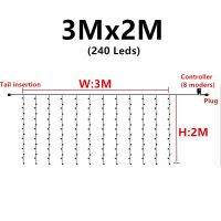 【■】 pkdibm พวงมาลัยเชือกสวยงามม่านแสงไฟหลอดไฟแอลอีดี3M 6MX ตกแต่งวันหยุดสำหรับกลางแจ้งในบ้านตกแต่งงานแต่งงาน