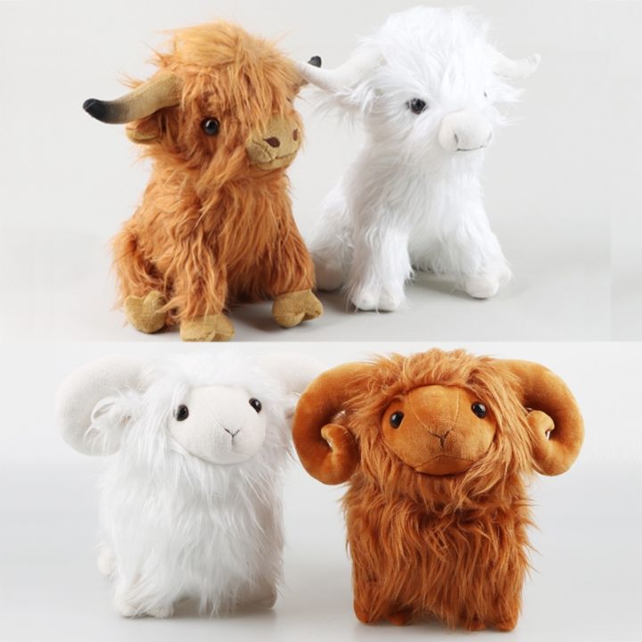 simulation-highland-cows-and-sheep-animal-plush-doll-soft-stuffed-cow-cattlle-plush-toy-plushie-gift-for-kids-boys-girls