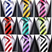 ☃ↂ NEW STYLE Blue Red Green White Yellow Black Stripe Mans Classic Rayon Polyester Tie Business Wedding Party Men Fashion Necktie