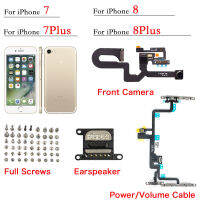 กล้องด้านหน้า FLEX สำหรับ iPhone 7 7P 8 PLUS Power Volume FLEX CABLE พร้อมลำโพงหูและชุดสกรูเปลี่ยน-hdfssaa