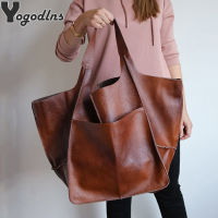 Casual Soft PU Leather Large Capacity Tote Hobo Bags Women Vintage Handbag Luxury Designer Splicing Shoulder Shopper Purse Bolsa