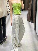 Zaraˉ 2023 summer new womens wear drawstring silk satin texture loose casual overalls umbrella pants 7102409