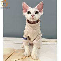 ZZOOI Hairless Cat Clothes Sphinx Devon Clothes Autumn Winter Medium Thick Cotton Elastic T-shirt Pet Costume  Clothing for Cats