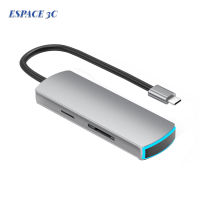 Espace มัลติฟังก์ชั่6 In 1 Type C เป็น HDMI HUB USB3.1อะแดปเตอร์แปลงวิดีโอพร้อมตัวบ่งชี้