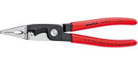 Knipex Tools 13 81 8, 6 in 1 Electrical Installation Pliers with Dipped Handle, Red