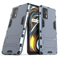 สำหรับ OPPO Realme GT 5G PC + ป้องกันกันกระแทก TPU เคสมีขาตั้ง (สีดำ)