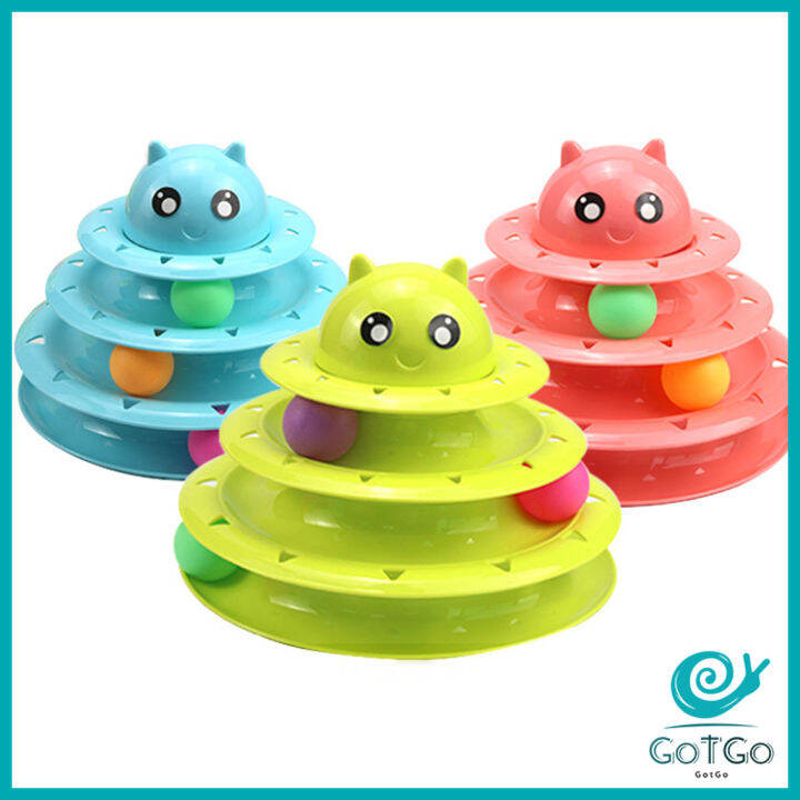 gotgo-รางบอล-ตาโต-ของเล่นแมวทรงโดม-รางบอล-4-ชั้น-cat-play-plate-มีสินค้าพร้อมส่ง