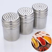 Stainless Steel Spice Jar Dredge Salt Sugar Spice Pepper Shaker Seasoning Can Rotating Cover Multi-purpose Kitchen Tool