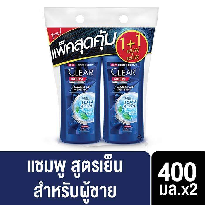 เคลียร์-เมน-แชมพูขจัดรังแค-สูตรคูล-สปอร์ต-เมนทอล-400-มล-แพ็ค-1-1