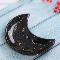 Novelty Jewelry Dish Ceramic Trinket Plate Moon Shape Non-slip Nordic Style Jewelry Dish