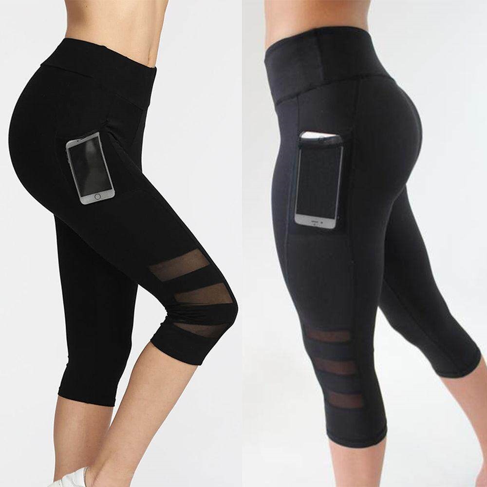 Details about   Calf-length Pants Capri Pant Sport leggings Women Fitness Yoga Gym High Waist 