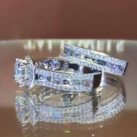 WUKALO Gorgeous Set Rings for Women Luxury Engagement Wedding Accessories Full Bling Bling CZ Statement 2Pcs Rings New Jewelry