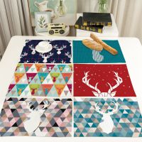 【CW】 Elk Non-slip insulation Placemat coaster for dinner Table Mats linen 42x32cm 0071