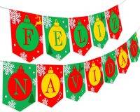 CHEEREVEAL Feliz Navidad Banner, Red &amp; Green Christmas Party Decorations, Mexican Spanish Feliz Navidad Signs Merry Christmas Garland อุปกรณ์ปาร์ตี้วันหยุดที่มีความสุข